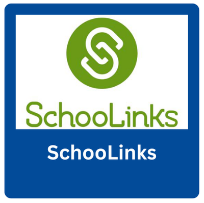 THe green and white SchoolLinks logo linked to the SchooLinks website.