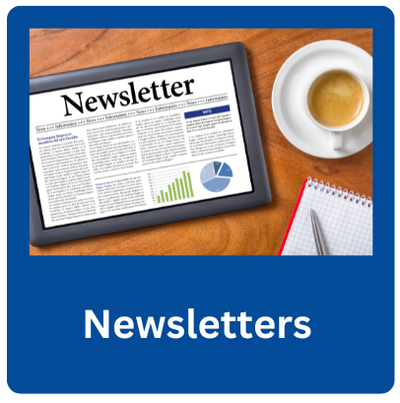 A picture of a newsletter with a link to Newsletters.