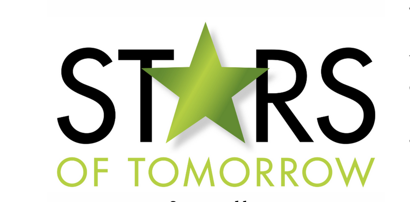 STAR OF TOMORROW text with the letter A in star replaced by a bright greem star.
